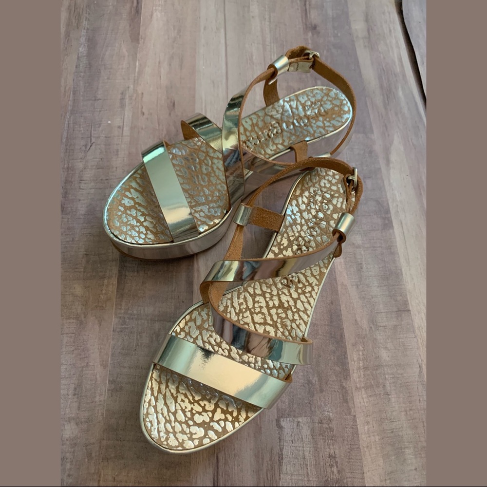 Pedro Garcia Silver Metallic Wedge Sandal